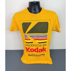 Kodak Men's Graphic Logo Cotton Crew Neck Knit T-Shirt Yellow Size Small
